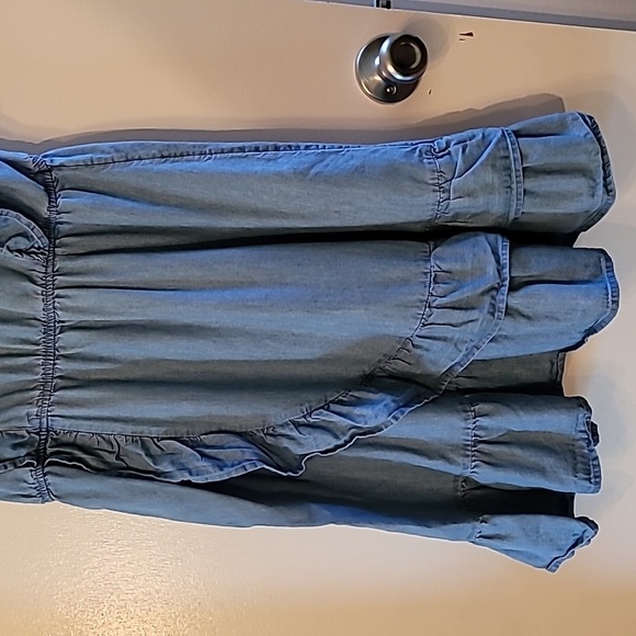 Wonder Nation Set of 2, Chambray Dress & Blue Floral Jumpsuit - Girls L 10/12 - Picture 7 of 10